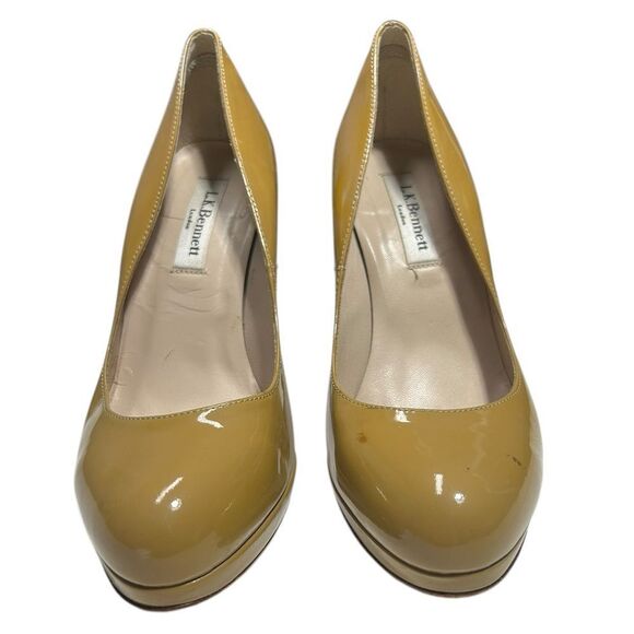 LK Bennet Leather Heels Mustard Yellow High Heels Tan Pumps - Picture 3 of 16
